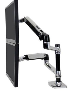 Ergotron LX Dual Stacking Arm (Polished Aluminium)